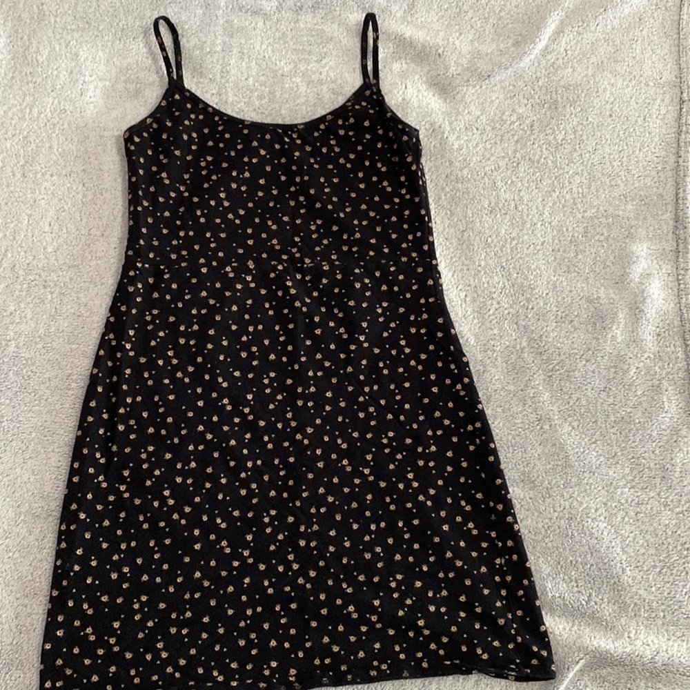 Brandy Melville Black flower mini dress.